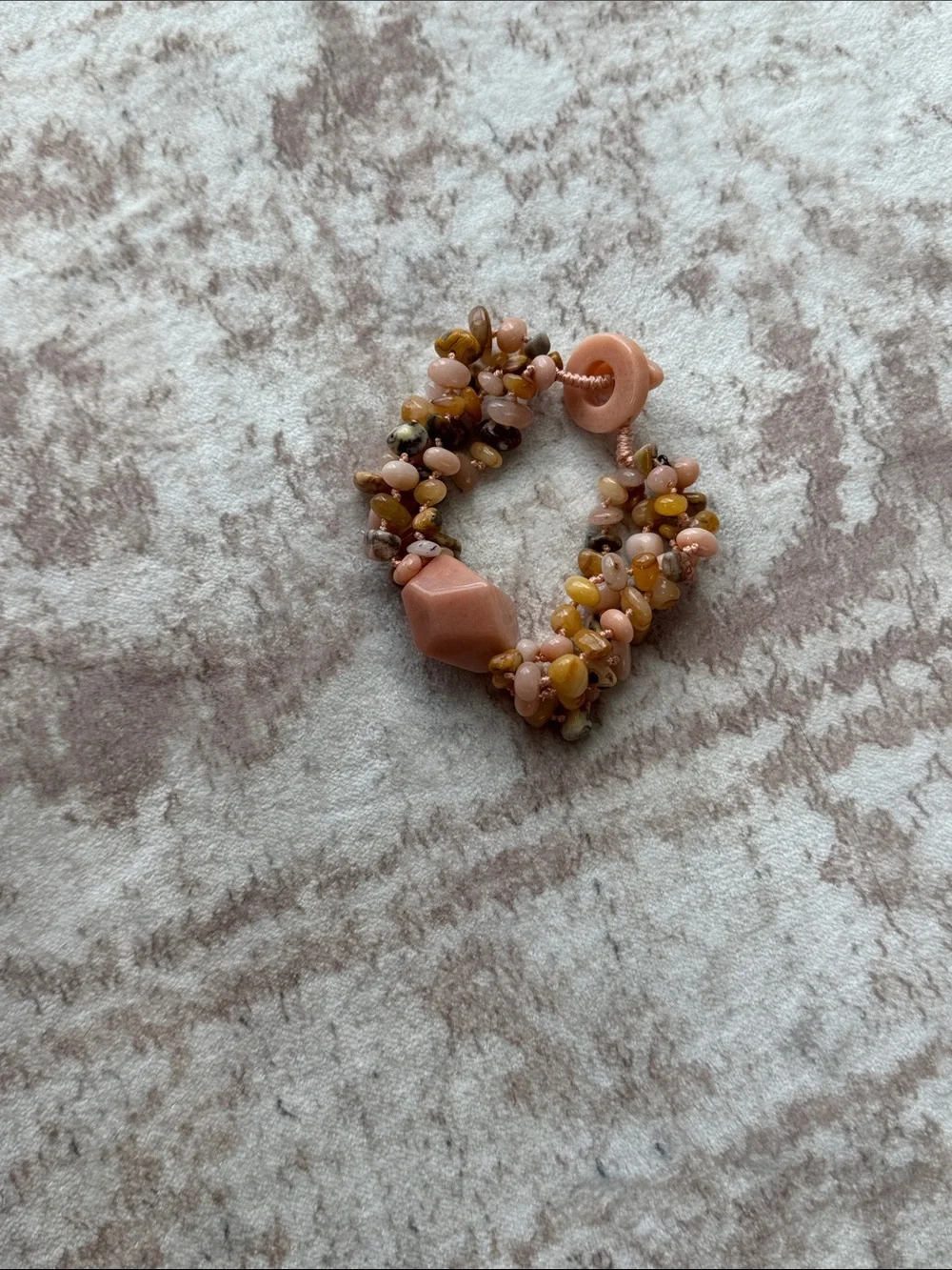 Handcrafted Pink and Amber Beaded Bracelet